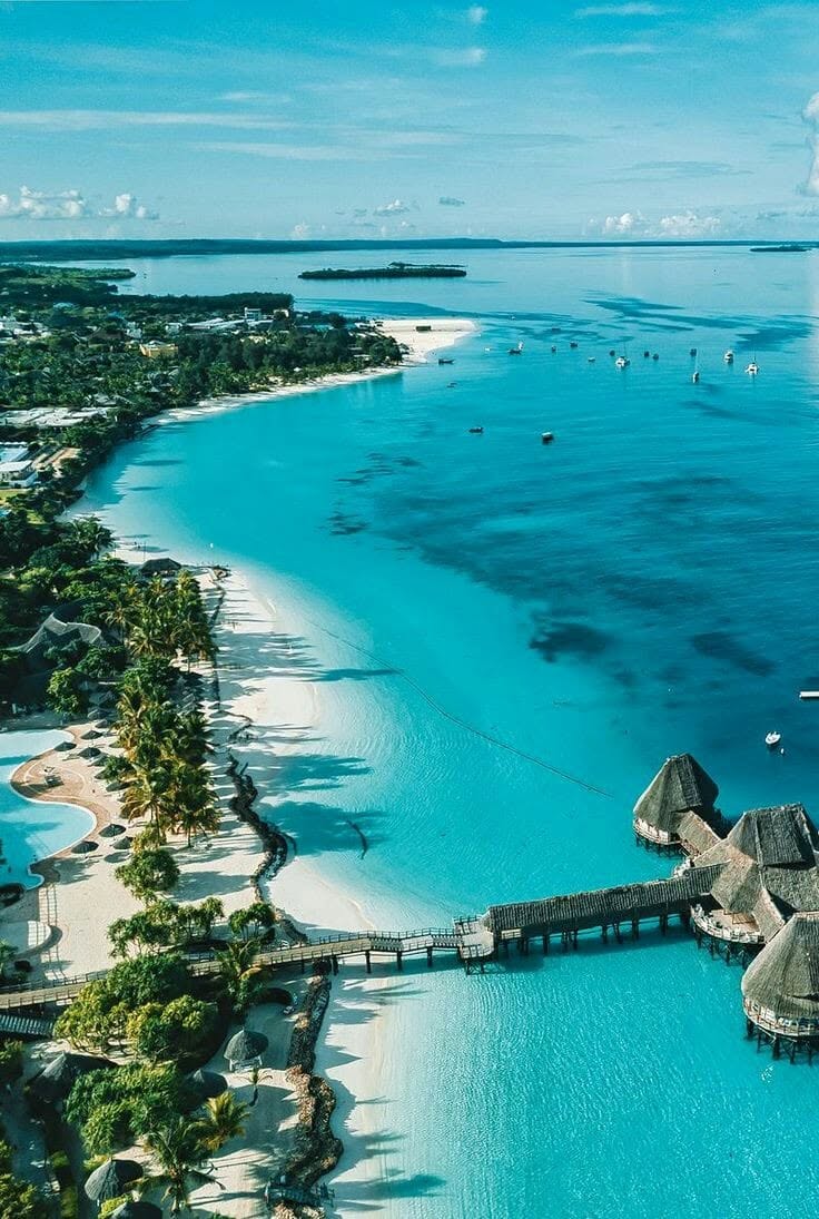 Zanzibar beach aerial luxury resort