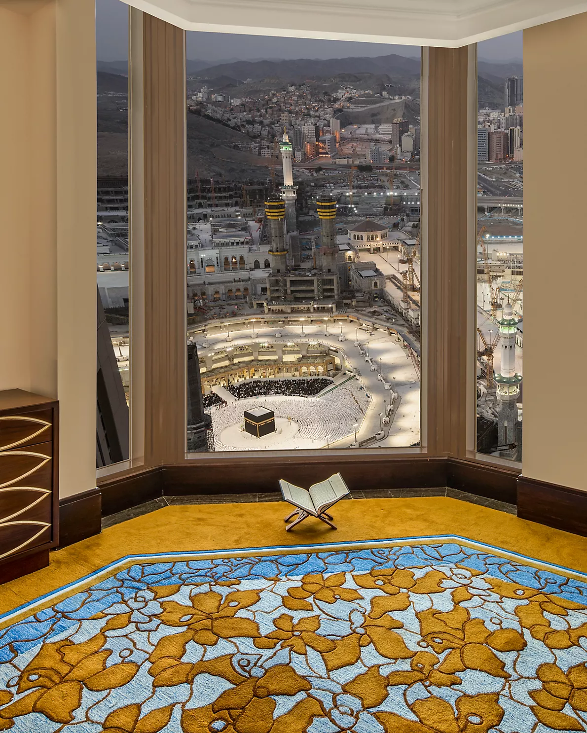 Full Kaaba view from a room at the Fairmont Makkah Clock Royal Tower