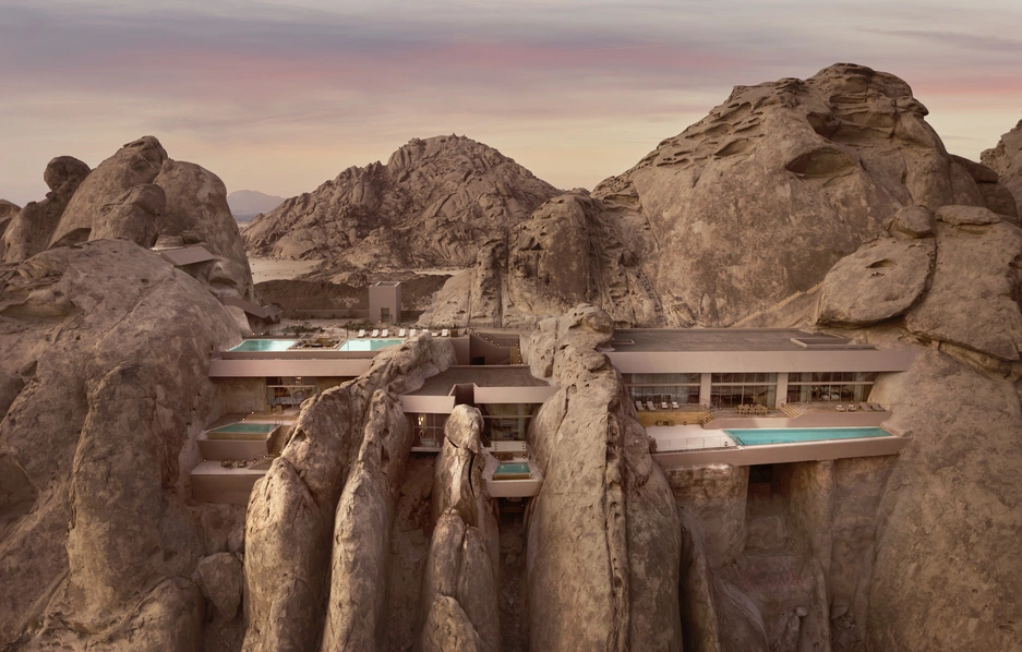 Desert Rock cliff villas carved into Saudi Arabia mountains